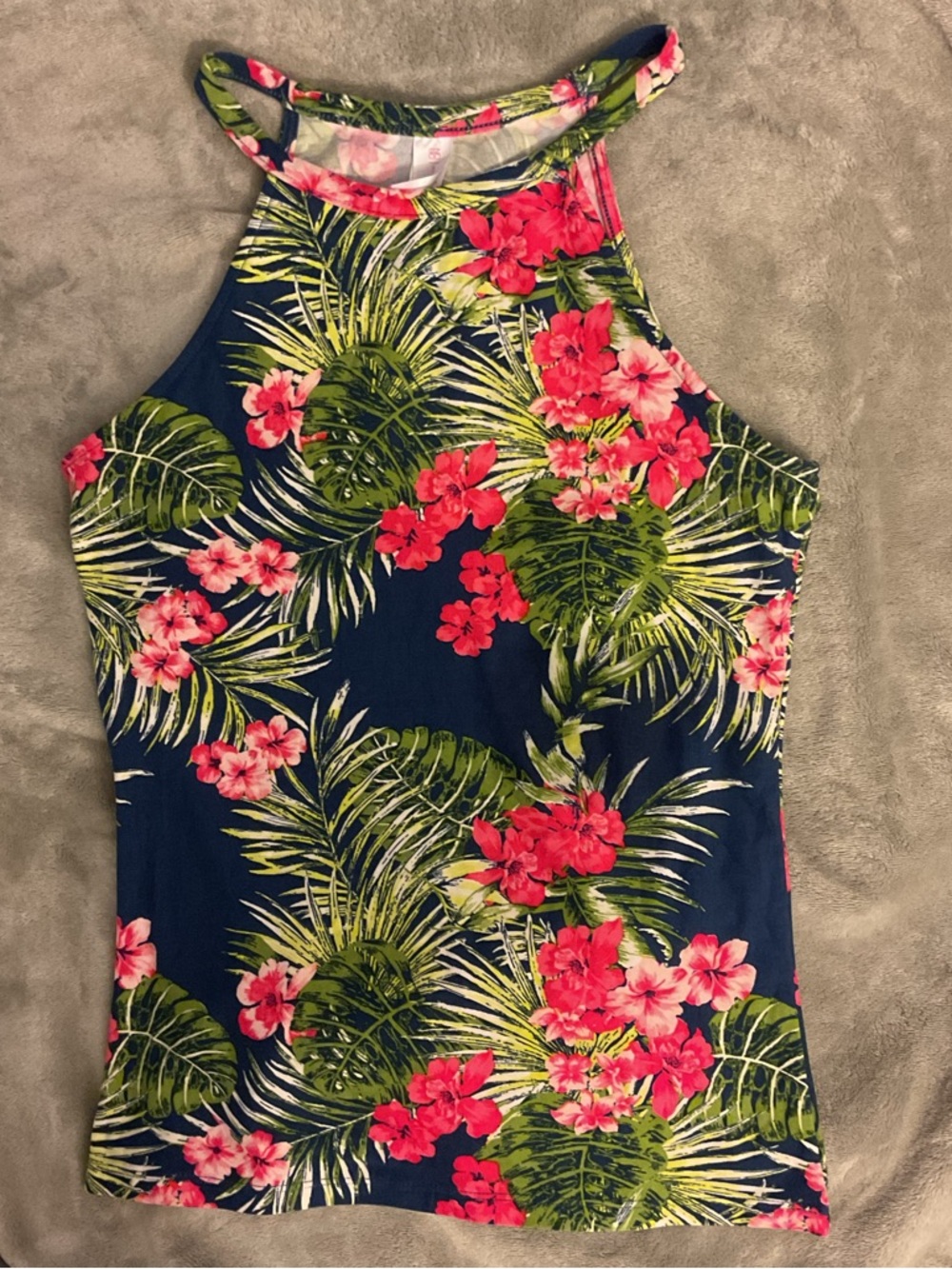 No Boundaries Navy Floral Halter One-Piece with Pink Flowers